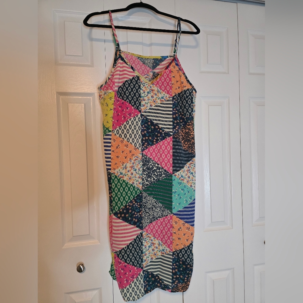 Colorful Boho Patchwork Spaghetti Strap Dress